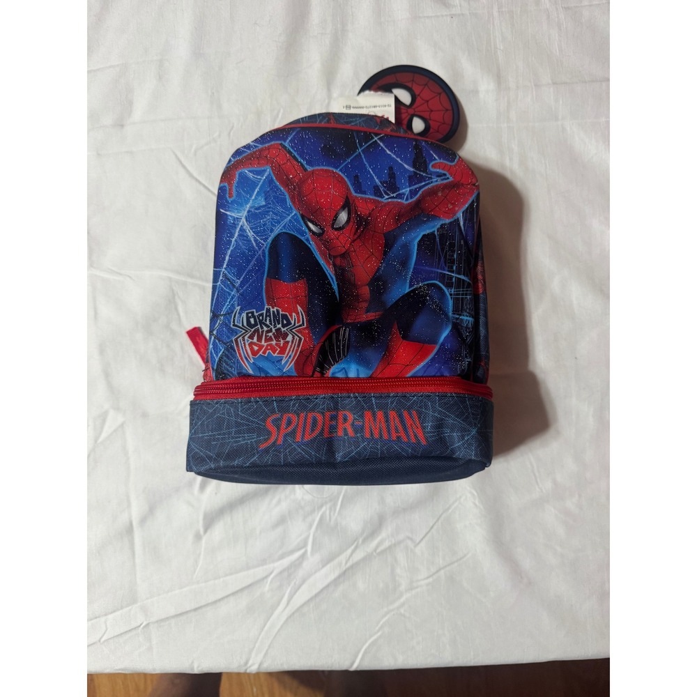 Marvel Spider-Man Dual Compartment Insulated Lunch Bag Blue Red New